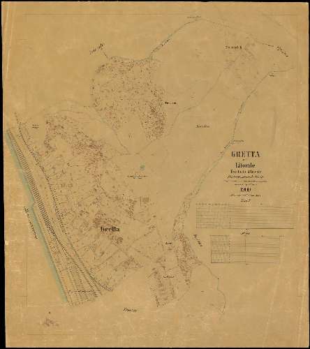 Gretta nel Litorale Territorio di Trieste : distretto steorale di Trieste : litografato nell'i.r. Istituto litografico del Catasto secondo lo stato dell'anno 1900 misurato nell'anno 1860