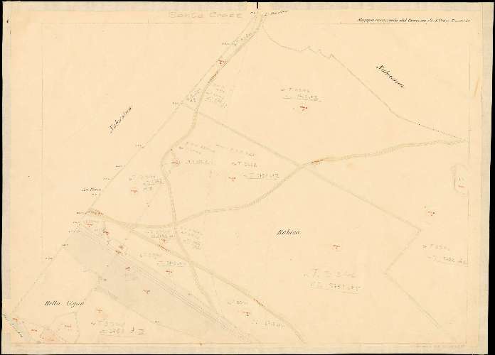 Santa Croce nel Litorale Territorio di Trieste : distretto steorale di Trieste : litografato nell'i.r. Istituto litografico del Catasto secondo lo stato dell'anno 1901, misurato nell'anno