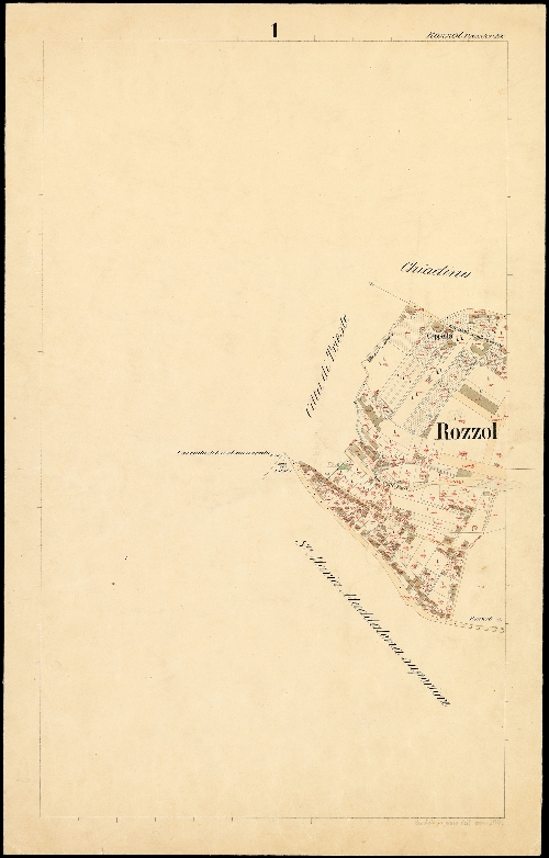 Rozzol nel Litorale Territorio di Trieste : distretto steorale di Trieste : litografato nell'i.r. Istituto litografico del Catasto secondo lo stato dell'anno 1901, misurato nell'anno 1860